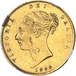 Victoria (1837-1901). Demi-souverain, coin #13 1866, Londres.