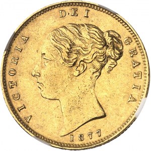 Victoria (1837-1901). Demi-souverain, coin #126 ? 1877, Londres.