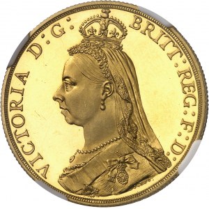 Victoria (1837-1901). 2 livres (2 pounds), jubilé de la Reine, Flan bruni (PROOF) 1887, Londres.