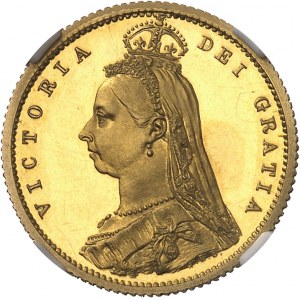 Victoria (1837-1901). Demi-souverain, jubilé de la Reine, Flan bruni (PROOF) 1887, Londres.