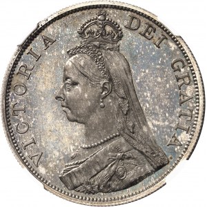 Victoria (1837-1901). Double florin (4 shillings), jubilé de la Reine, Flan bruni (PROOF) 1887, Londres.