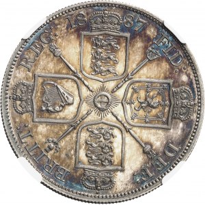 Victoria (1837-1901). Double florin (4 shillings), jubilé de la Reine, Flan bruni (PROOF) 1887, Londres.