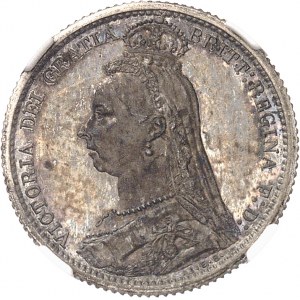 Victoria (1837-1901). 6 pence, jubilé de la Reine, Flan bruni (PROOF) 1887, Londres.