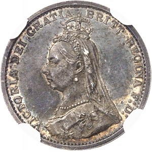 Victoria (1837-1901). 3 pence, jubilé de la Reine, Flan bruni (PROOF) 1887, Londres.
