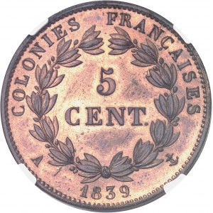 Louis-Philippe Ier (1830-1848). 5 centimes, Flan bruni (PROOF) 1839, A, Paris.