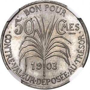 IIIe République (1870-1940). Épreuve de 50 centimes (sans ESSAI), flan rond en argent, Frappe spéciale (SP) 1903, Paris.