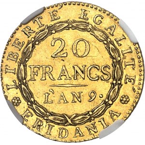 Gaule subalpine (1800-1802). 20 francs Marengo An 9 (1801), Turin.