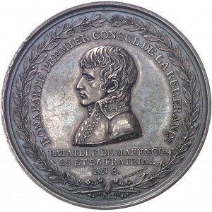 Gaule subalpine (1800-1802). Médaille, commandement de Bonaparte ŕ la bataille de Marengo, par Brenet et Auguste An 8 (1800), Paris.