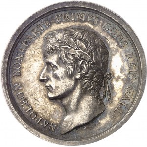 Gaule subalpine (1800-1802). Médaille, réunion du Piémont ŕ la France par Lavy An 11 (1802), Milan.