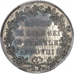 République Cisalpine (1797-1802). Écu (scudo) de 6 lire An VIII (1800), Milan.