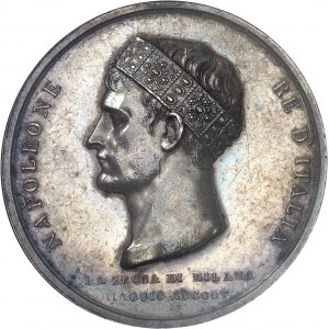 Milan, royaume d’Italie, Napoléon Ier (1805-1814). Médaille, Napoléon couronné Roi d’Italie par L. Manfredini 1805, Milan.