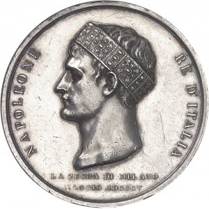 Milan, royaume d’Italie, Napoléon Ier (1805-1814). Médaille, Napoléon couronné roi d'Italie par L. Manfredini 1805, Milan.