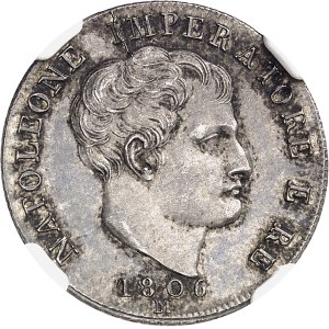 Milan, royaume d’Italie, Napoléon Ier (1805-1814). Essai de 1 lire 1806, M, Milan.