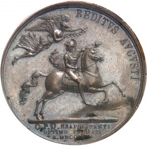 Naples, Joachim Murat (1808-1815). Médaille, retour de Joachim Murat ŕ Naples, par Antonio Canova 1813, Naples.