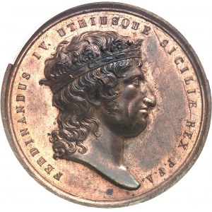 Naples, Ferdinand IV (1815-1816). Médaille, pose de la premičre pierre de la basilique Saint-François de Paule ŕ Naples, par Vincenzo Catenacci 1816, Naples.