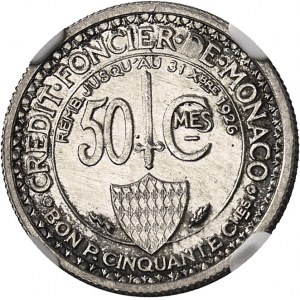 Louis II (1922-1949). Essai de 50 centimes en argent 1924, éclair, Poissy.