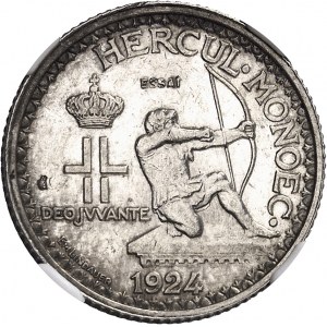 Louis II (1922-1949). Essai de 1 franc en argent 1924, éclair, Poissy.