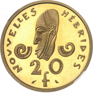 Ve République (1958 ŕ nos jours). Piéfort de 20 francs en Or, Flan bruni (PROOF) 1967, Paris.