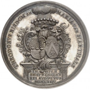 Guillaume IV, stathouder général des Provinces-Unies (1747-1751). Médaille, noces d’argent de Théodore Bisdom van Vliet et de Maria van Harthals, par Holtzhey, aspect Flan bruni (PROOFLIKE) 1749, Amsterdam.