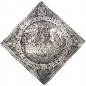 Guillaume I (1815-1840). Médaille gravée, batailles de Nieuport (1600) et de Waterloo (1815), par E. Voet pour la Société hollando-belge des amis de la médaille ND (1910), Bruxelles.
