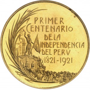République du Pérou (depuis 1821). Médaille d’Or, Centenaire de l’indépendance du Pérou 1921.