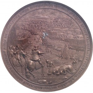 Ladislas IV Vasa (1632-1648). Médaille, victoire des Polonais sur les Russes ŕ Smolensk et Traité de paix de Stuhmsdorf, par S. Dadler 1636, Dresde.