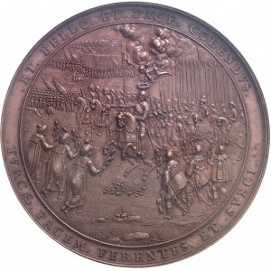 Ladislas IV Vasa (1632-1648). Médaille, victoire des Polonais sur les Russes ŕ Smolensk et Traité de paix de Stuhmsdorf, par S. Dadler 1636, Dresde.