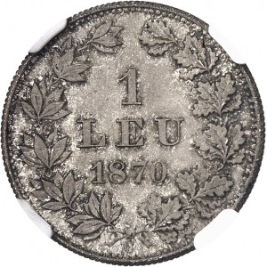 Charles Ier, Prince (1866-1881). 1 leu, frappe monnaie 1870 C, Bucarest.