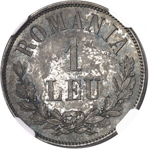 Charles Ier, Prince (1866-1881). Essai de 1 leu en argent, Flan bruni (PROOF) 1872, Paris (Stern).