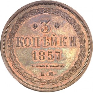 Alexandre II (1855-1881). 3 kopecks 1857, EM, Ekaterinbourg.