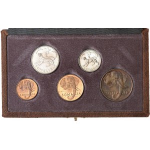 Territoire sous tutelle italienne (1950-1960). Coffret de 5 essais de 1 somalo et 50 centesimi en argent, et 10, 5 et 1 centesimi en cuivre 1950 - AH 1369, Rome.