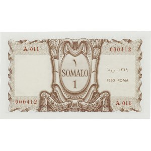Territoire sous tutelle italienne (1950-1960). Billet de 1 somali 1950, Rome.