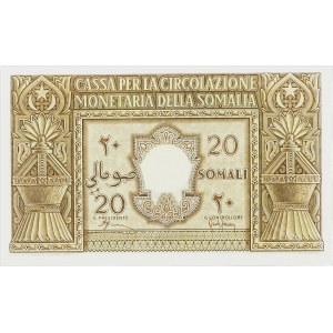 Territoire sous tutelle italienne (1950-1960). Billet de 20 somali 1950, Rome.