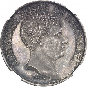 Neuchâtel (Principauté de), Alexandre Berthier (1806-1814). Épreuve de 5 francs ŕ la date incomplčte, refrappe postérieure 181- (1813), Paris.