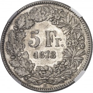 Confédération Helvétique (1848 ŕ nos jours). 5 francs 1873, B, Berne.