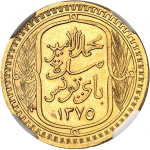 Mohamed Lamine, Bey (1943-1957). Module de 100 francs 1955 - AH 1375, Paris.