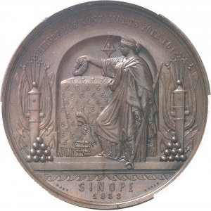Abdülmecid Ier ou Abdul Mejid (1839-1861). Médaille, la bataille de Sinope par Hart 1853, Bruxelles.
