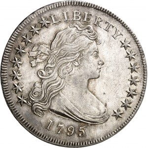 République fédérale des États-Unis d’Amérique (1776-ŕ nos jours). Dollar au buste drapé, buste ŕ droite (off-center bust) 1795, Philadelphie.