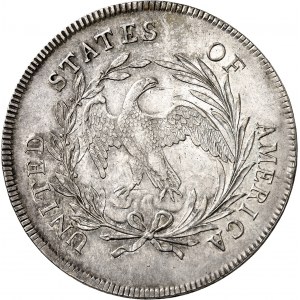 République fédérale des États-Unis d’Amérique (1776-ŕ nos jours). Dollar au buste drapé, buste ŕ droite (off-center bust) 1795, Philadelphie.