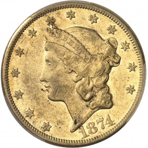 République fédérale des États-Unis d’Amérique (1776-ŕ nos jours). 20 dollars Liberty 1874, CC, Carson City.