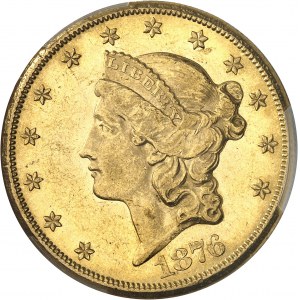 République fédérale des États-Unis d’Amérique (1776-ŕ nos jours). 20 dollars Liberty 1876, CC, Carson City.