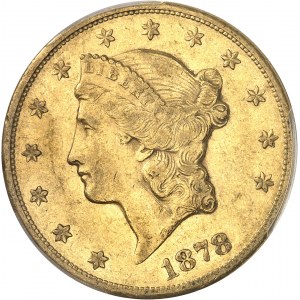 République fédérale des États-Unis d’Amérique (1776-ŕ nos jours). 20 dollars Liberty 1878, CC, Carson City.