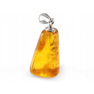 Pendant with Amber - silver - BUR1D