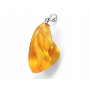 Pendant with Amber - silver - BUR1C