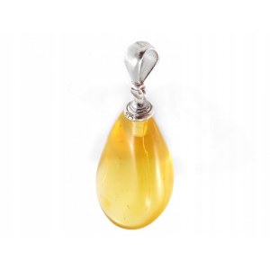 Pendant with Amber - silver - BUR1B