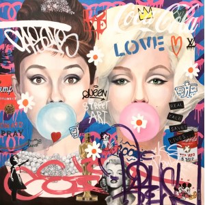 Antonio Falcon CAMPRODON, AUDREY HEPBURN &amp; MARILYN MONROE. Blue Bubble Gum