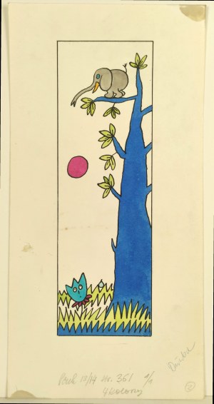 BUTENKO Bohdan (1931-2019), [rysunek, lata 1980-te] [Słonik na drzewie]