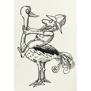 FLISAK Jerzy (1930-2008), [drawing, 1980s] [Riding an ostrich].