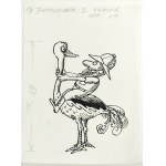 FLISAK Jerzy (1930-2008), [drawing, 1980s] [Riding an ostrich].