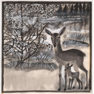 KRZEMIŃSKA Janina (1927-1996), [drawing, 1991] [deer].